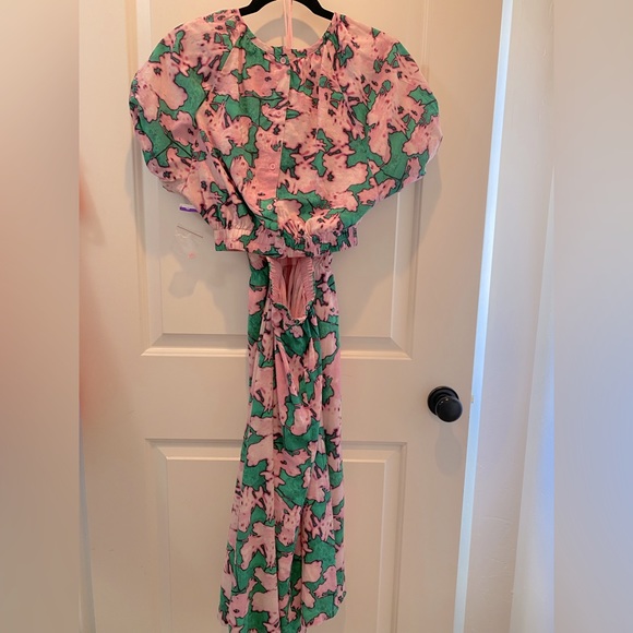 NWOT Chelsea28 Dress Puff Sleeve Side Cut-Out Organic Cotton Blend - Picture 13 of 14